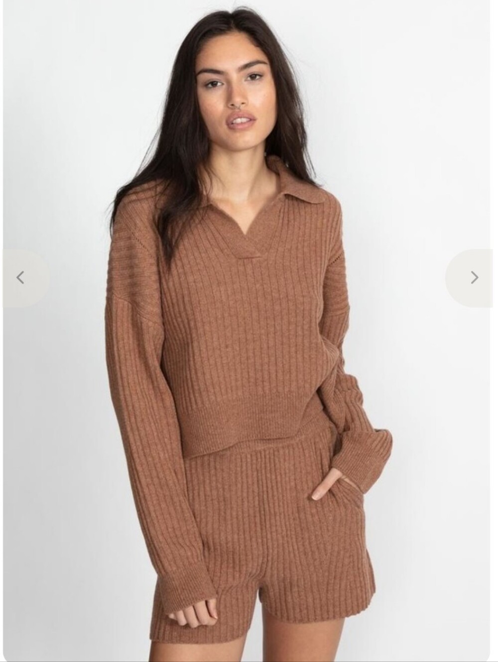rag & bone Cropped Ribbed Collared Sweater